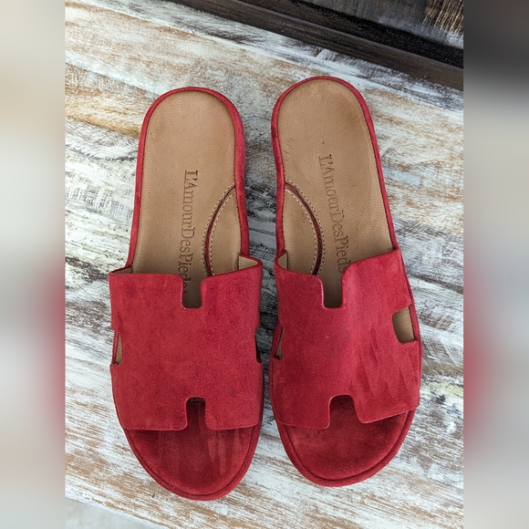 L'Amour Des Pieds, Catiana Suede Slip-on Sandals Size. 6M Women's - Picture 2 of 12
